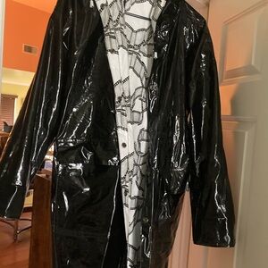 Black Patent Vinyl Reversible Coat
